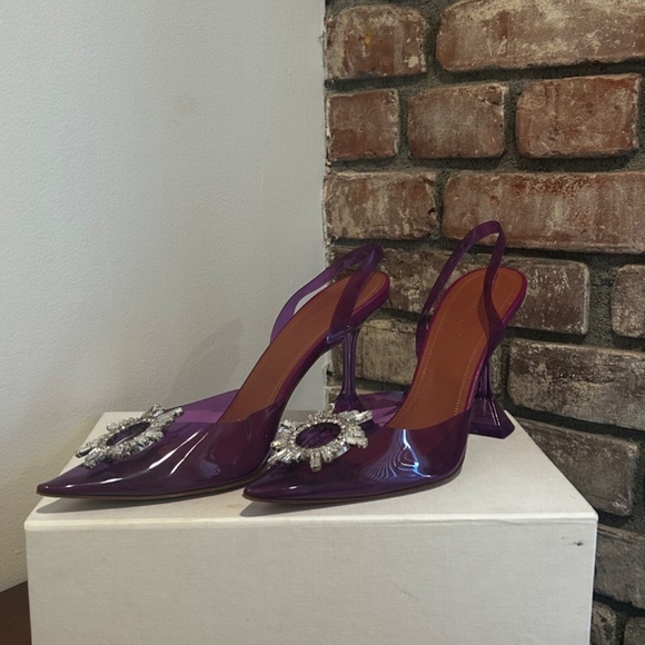 Amina Muaddi Begum Glass Slingback Lilac size 41 - Picture 2 of 11